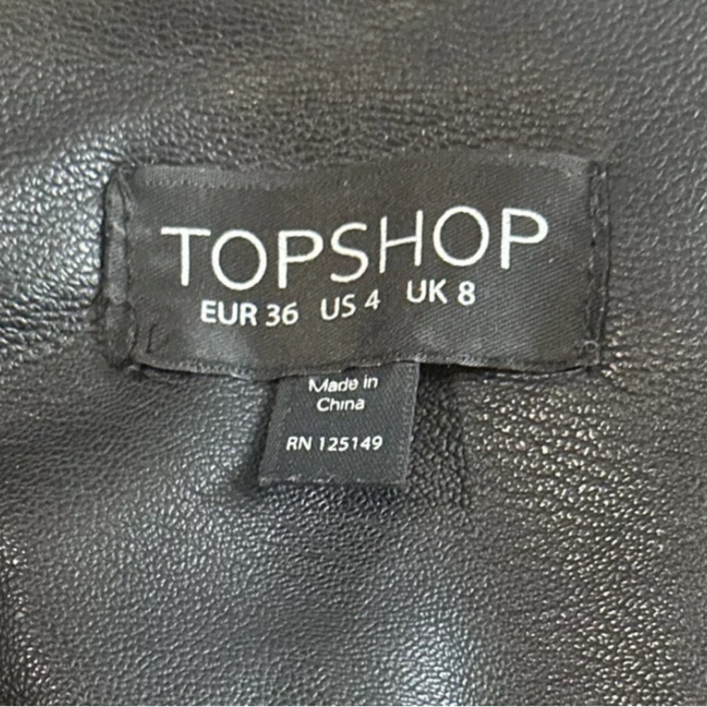 Topshop Women’s Black Faux Leather Moto Biker Jacket Size US 4 UK 8 Euro 36 EUC - Picture 2 of 4
